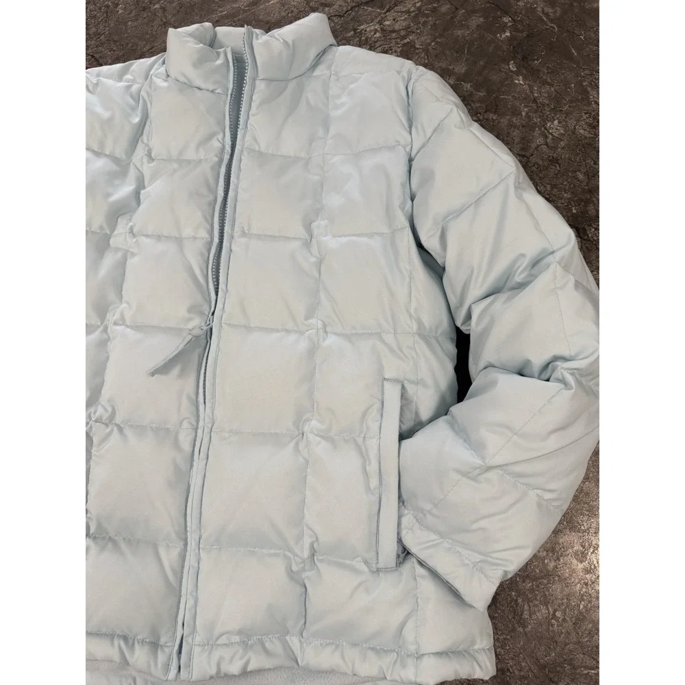 VTG Gap Womens Down Fill Puffer Coat Fleece Lined Lt Blue Sz‎ S